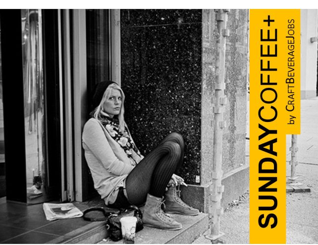 sunday coffee girl sitting on step